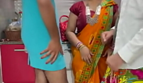 XXX Best fuck Ever, Jija Saali And Biwi, Double Masti fuck, With Clear Hindi Voice in Kitchen desi mobi com